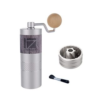 1Zpresso Q2 Manual Coffee Grinder Mini Slim Travel Sized Fits in the plunger of AeroPress, Assembly Stainless Steel Conical Burr, Numerical Internal Adjustable Setting Coarse for Filter, Capacity 20g