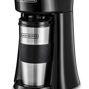 Black & Decker |650W Coffee Maker| 360ml Travel Mug |50/60 HZ| For on-the-go coffee lovers | Auto off after 7 min for safety | Black + Silver | DCT10-B5 | 2 year warranty