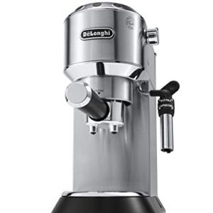 Delonghi Dedica Coffee Machine, Barista Pump Espresso and Cappuccino Maker, Ground Coffee and ESE Pods can be used, Milk Frother for Latte Macchiato and more, EC685.M, Metallic,