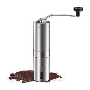 Portable Manual Coffee Grinder Conical Burr Mill Brushed Stainless Steel